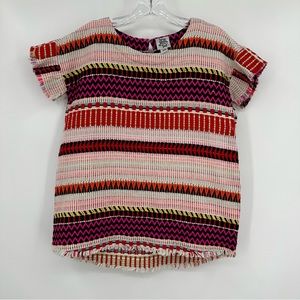Ivy Jane Fringed Top Woven Multicolored Boho Size XS